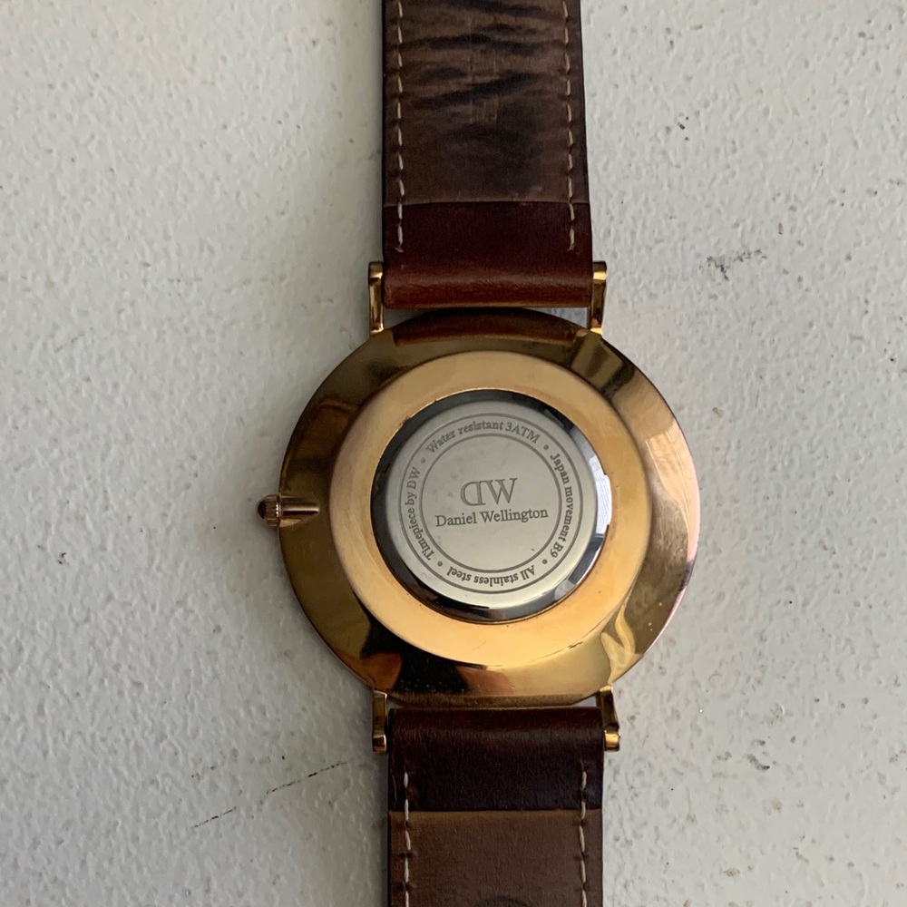 Daniel Wellington Classic White Dial Watch with Brown Leather Strap Rose Gold - Picture 4 of 11